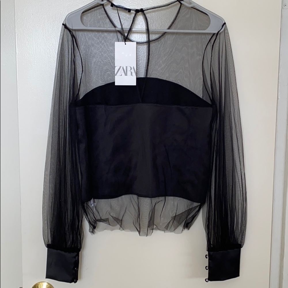 Zara Black Combination Tulle Top - Picture 3 of 3